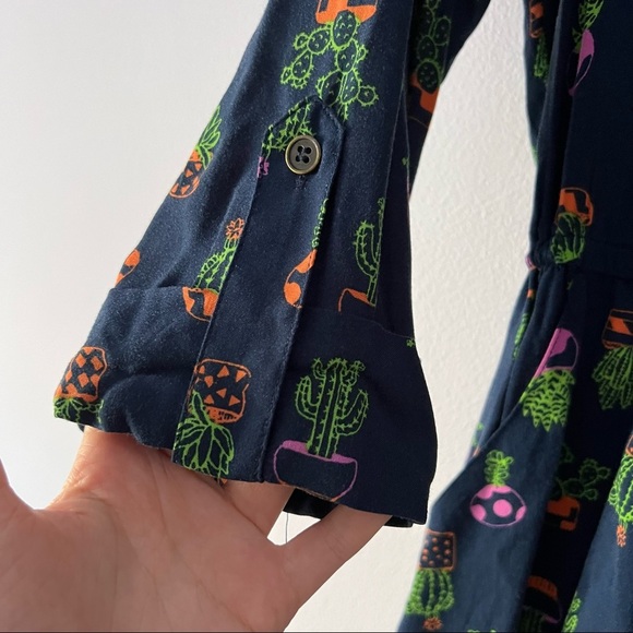 Modcloth Navy Blue Cactus Print Romper Size Small - Picture 6 of 13
